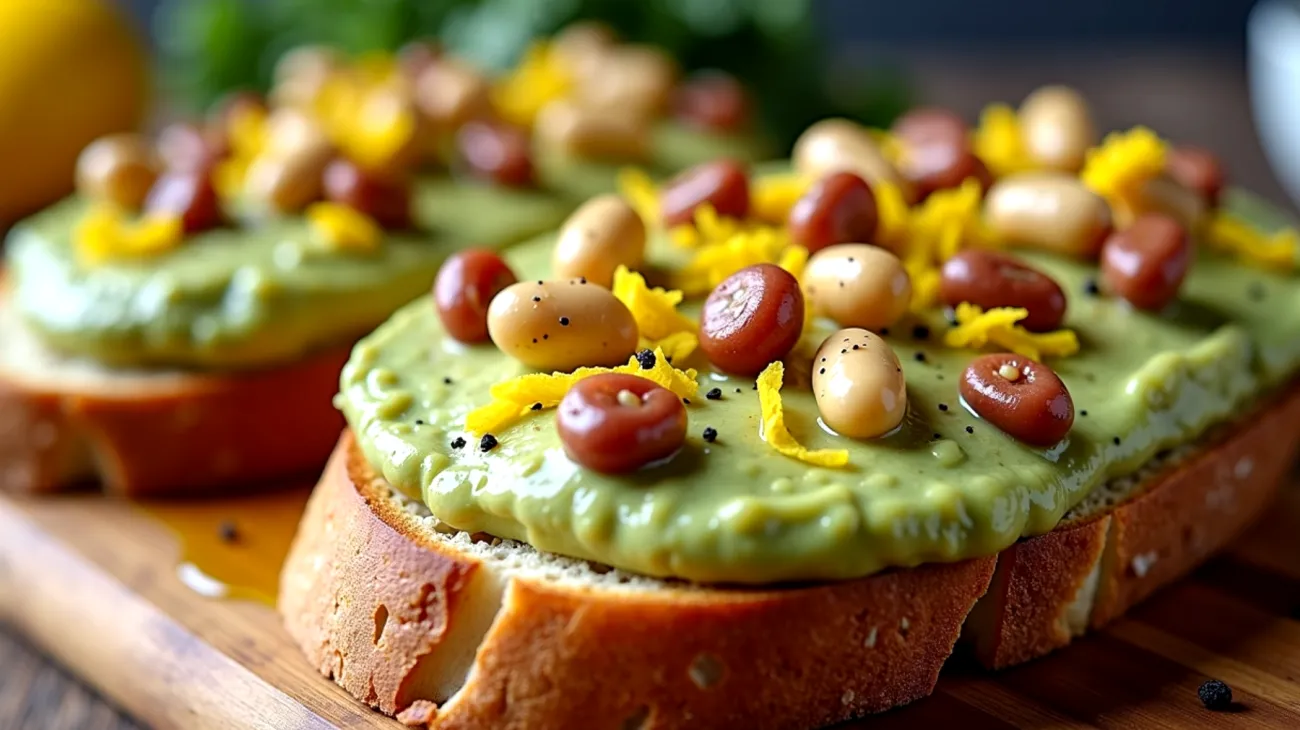 Crostoni pane acciughe fagioli crema di zucchine"