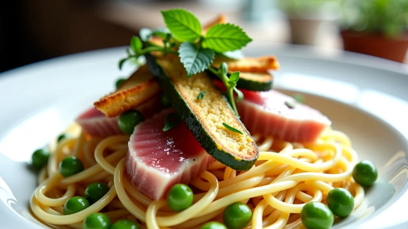 Tonno fresco zucchine spaghettini"
